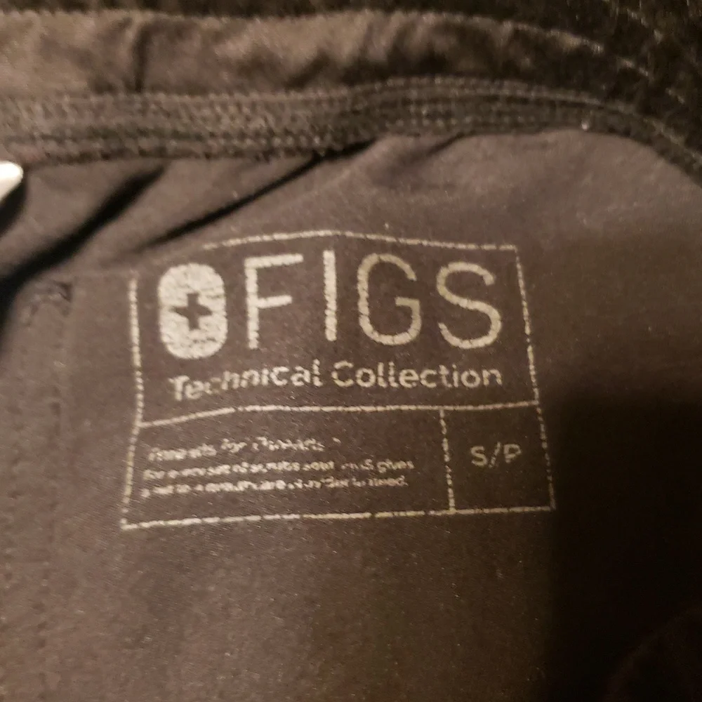 Figs Wome's Black Pants with Gray Drawstring